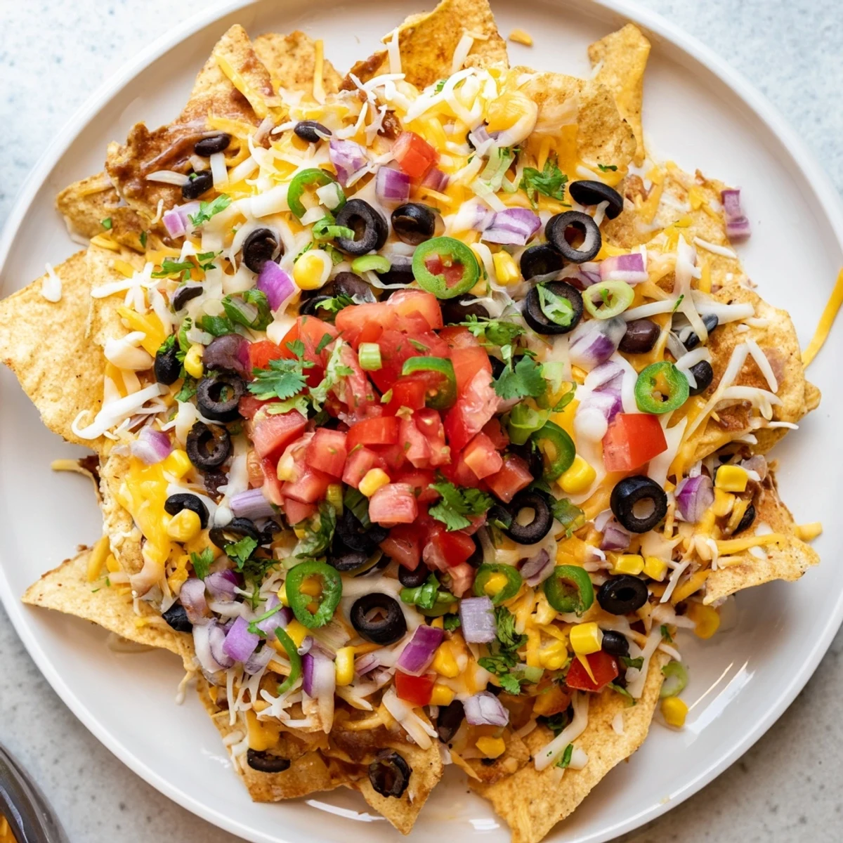 Golden, melted cheese blankets crispy tortilla chips in this delicious sheet pan nachos appetizer.