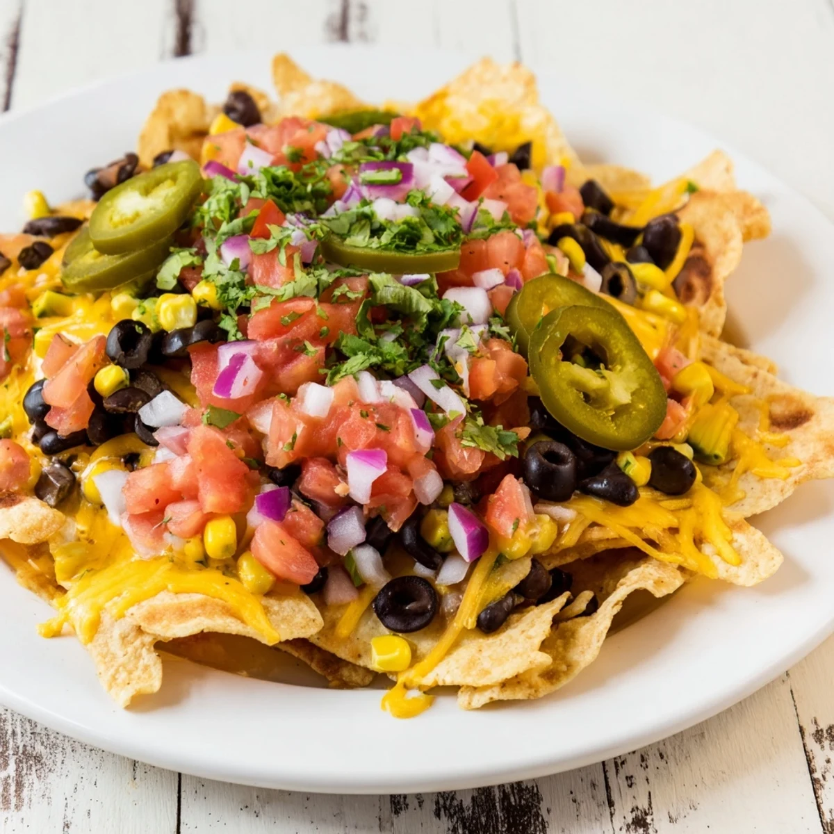Sheet Pan Nachos with bubbly cheese, fresh toppings, served alongside cool sour cream and salsa.