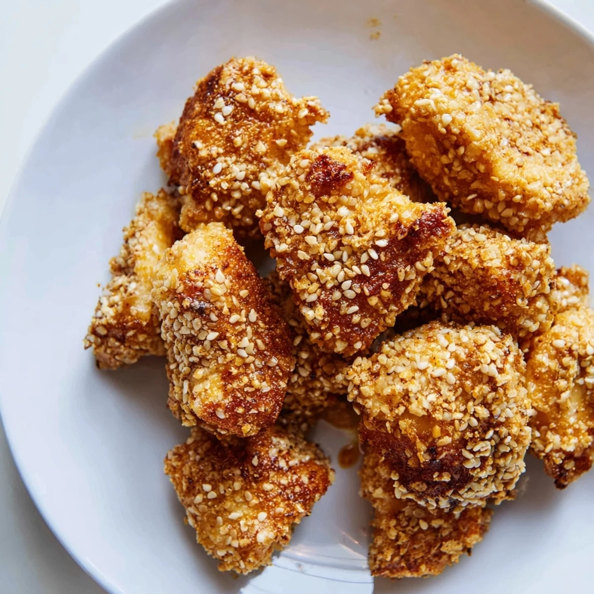 Golden, crispy Spicy Yogurt Chicken Bites, ready to enjoy with a creamy, cooling dip.