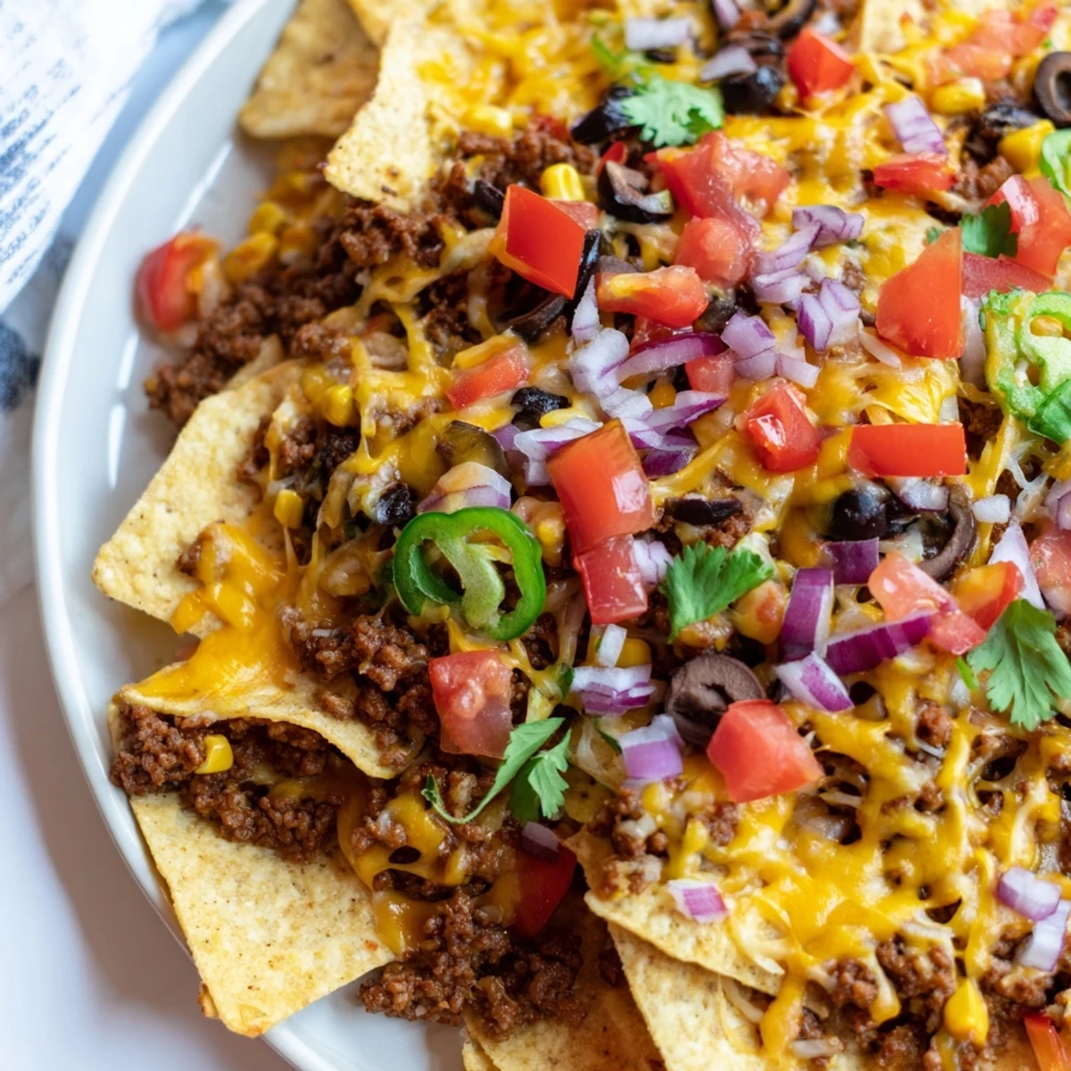 Easy Sheet-Pan Nachos, a cheesy Tex-Mex delight with baked chips and savory beef, ready to eat.