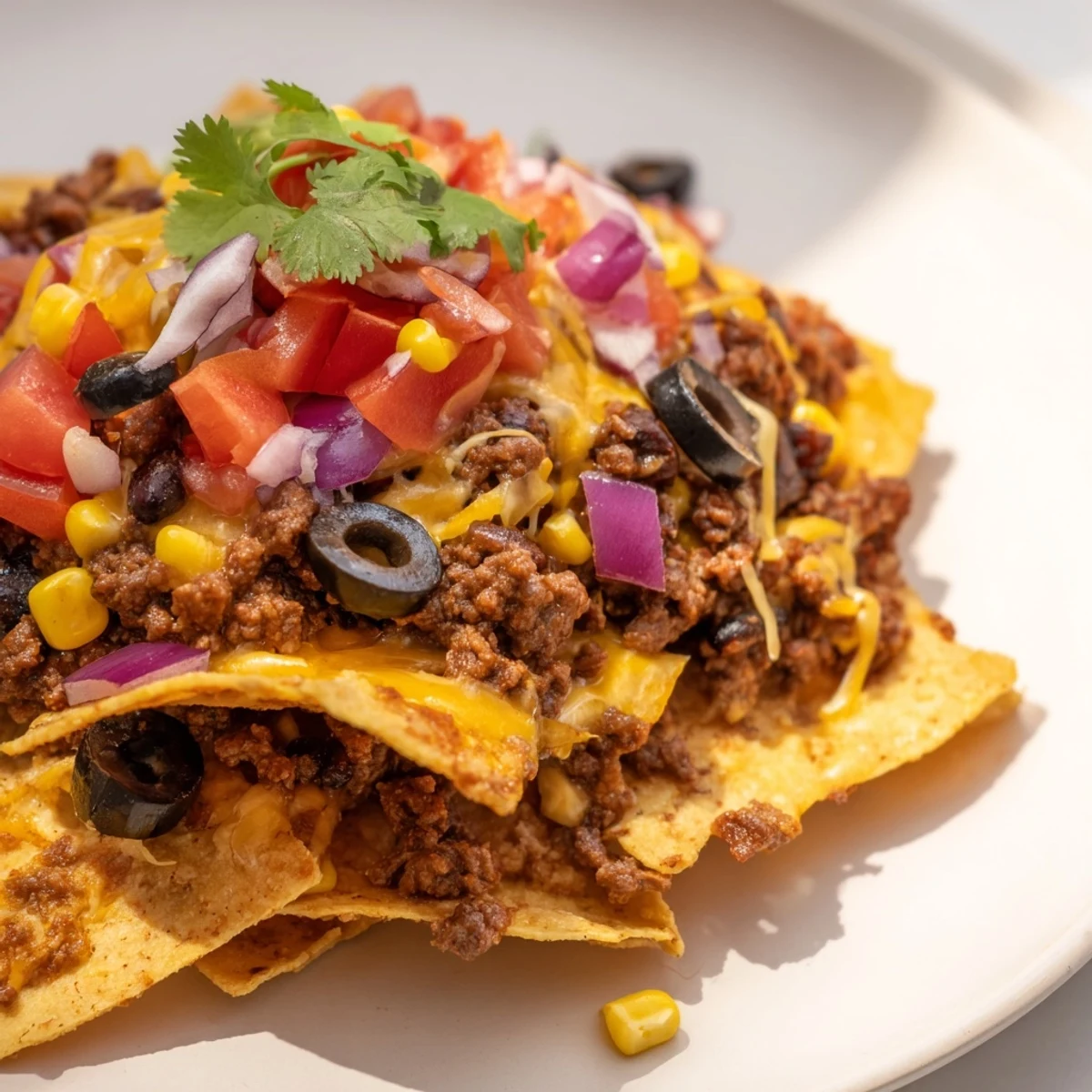 Warm, crispy Easy Sheet-Pan Nachos with a melty cheese topping and a side of fresh salsa, ready to enjoy.