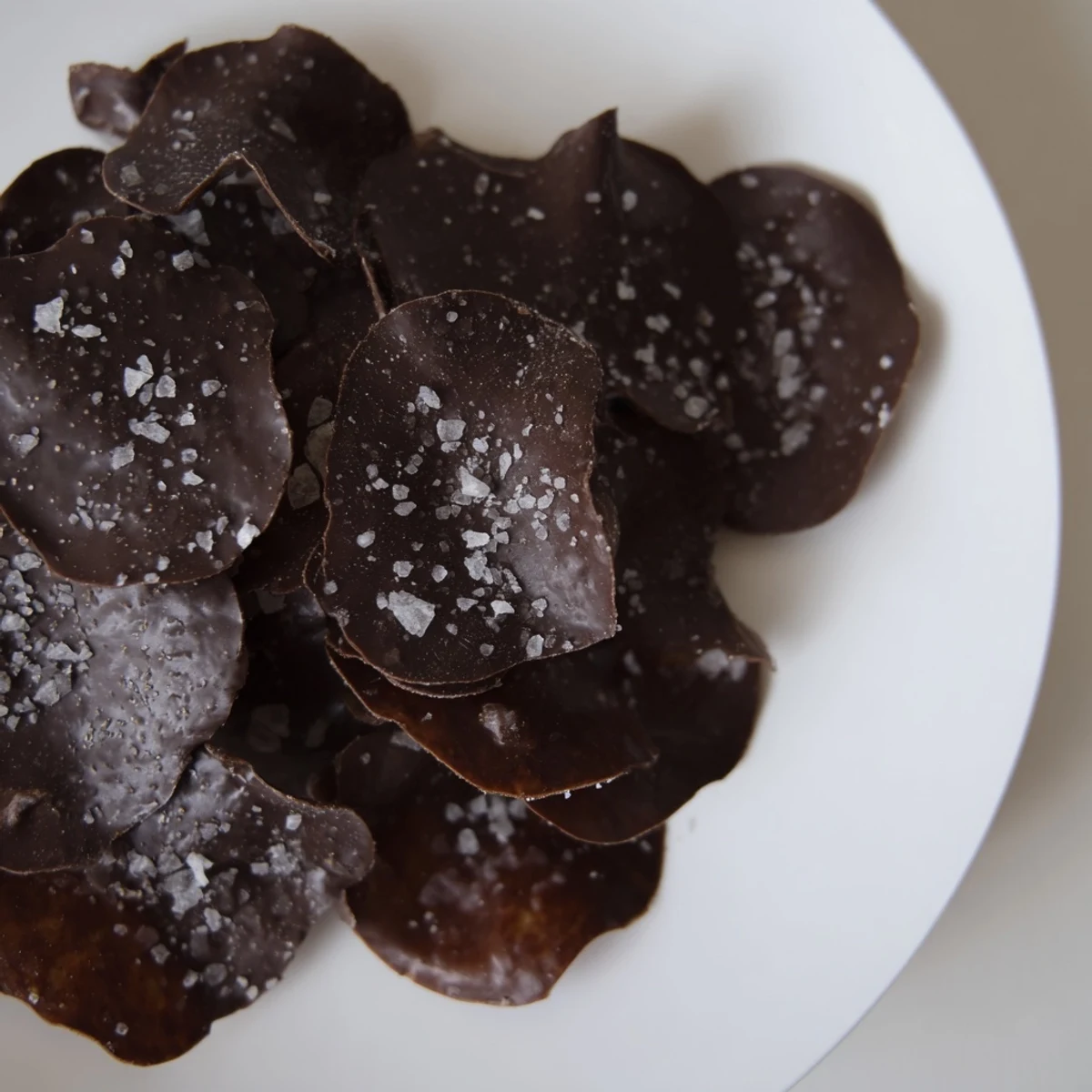 Crunchy, speckled Chocolate Potato Chip Bark glistening with sea salt, a perfect dessert recipe.