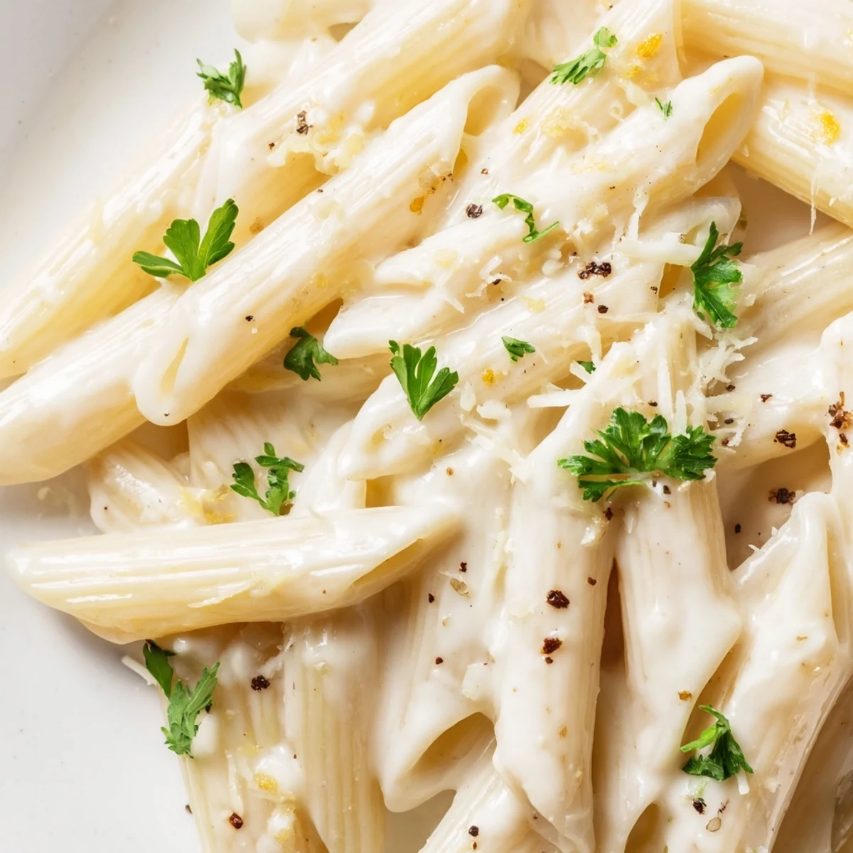 Close-up of Creamy Milk Pasta One-Pot served in a shallow bowl, steam rising beside garlic, butter, and nutmeg-infused pasta for a cozy vegetarian main.