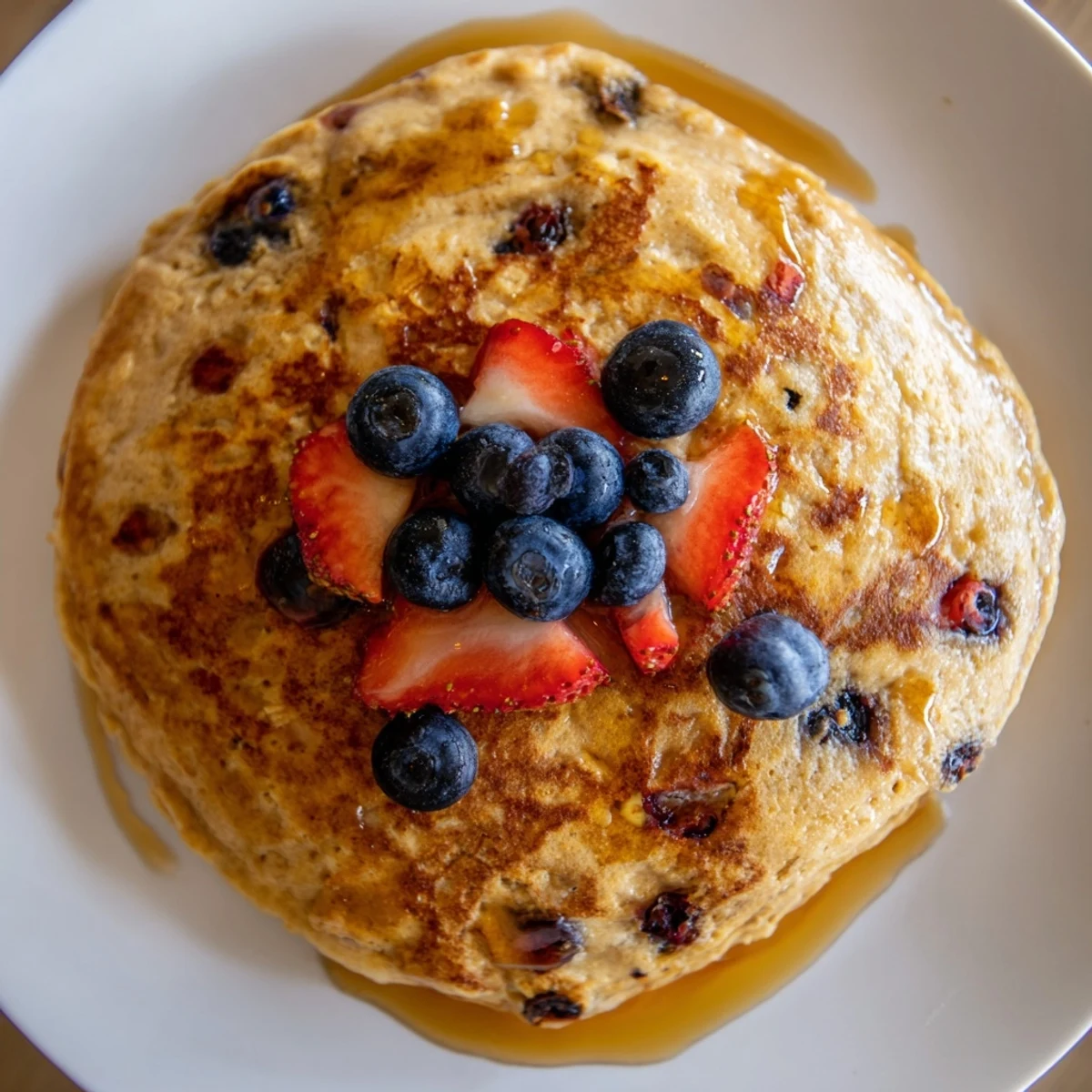 Warm brown banana pancakes sizzle softly on a griddle, releasing a sweet, comforting aroma in the morning light.  