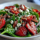 Garden-fresh Strawberry Spinach Spring Salad, bursting with juicy strawberries and toasted nuts.