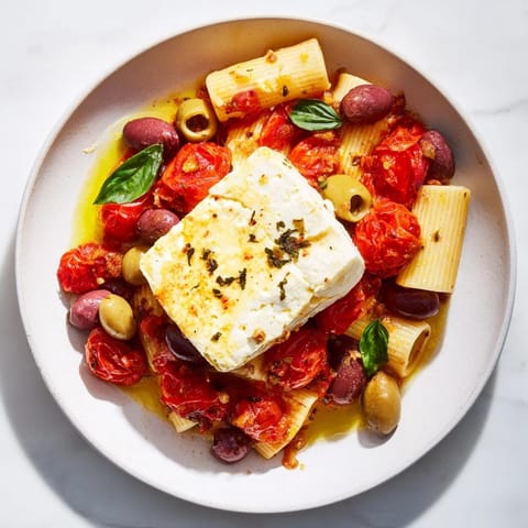 Baked Feta Pasta Tomatoes Olives