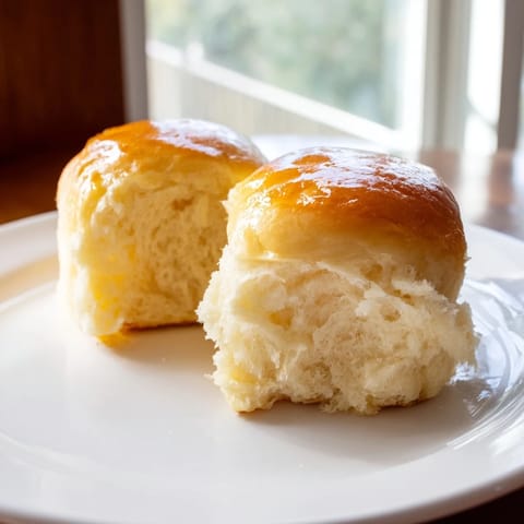 Golden Dinner Rolls, freshly baked with a glistening, buttery top, ready to serve with dinner.