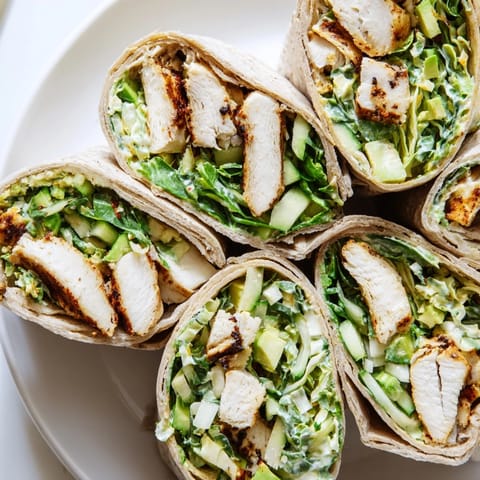 Juicy Green Goddess Chicken Wraps, boasting a vibrant green filling and ready to be rolled for a delicious lunch.