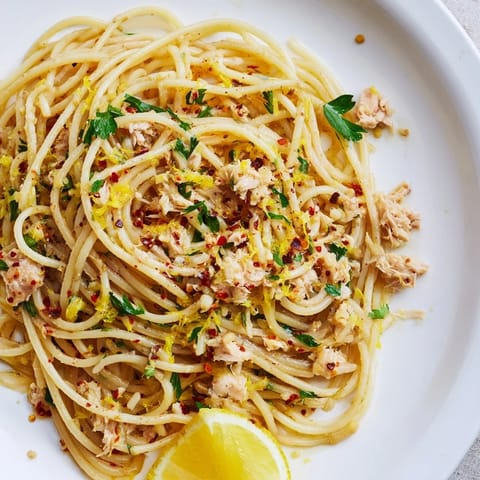 Lemon Garlic Tuna Spaghetti