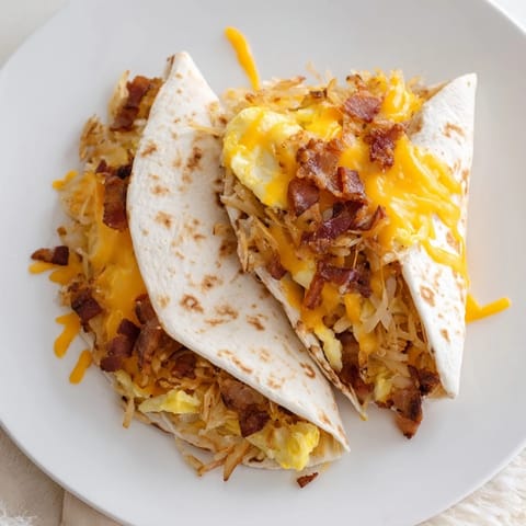 Warm, cheesy B.E.C. Breakfast Bites, wrapped in tortillas, perfect for a hearty morning meal.