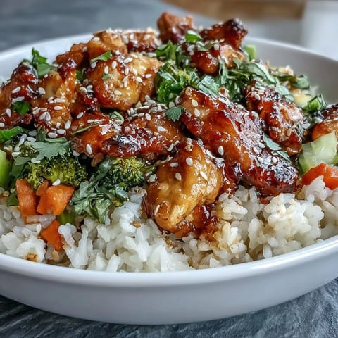 Savory skillet of honey garlic chicken broccoli rice, perfect easy weeknight meal.