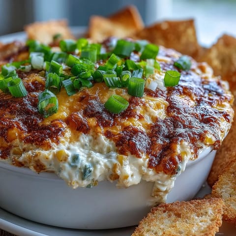 This easy crack corn dip blends sweet corn, cream cheese, and sharp cheddar with spicy jalapeños, served warm from the oven with crisp tortilla chips.  