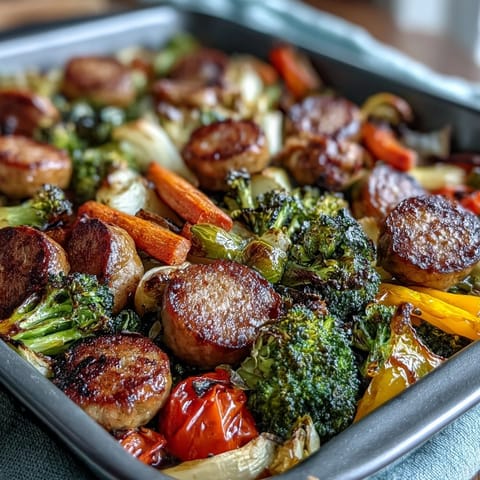 Sheet Pan Rainbow Veggie Sausage