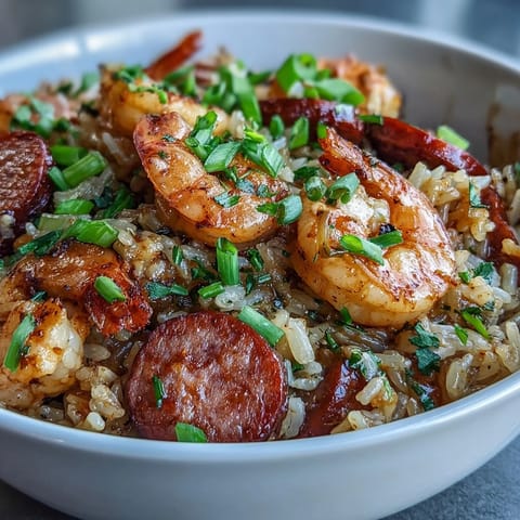 Fluffy white rice cooked with andouille sausage, shrimp, and the holy trinity of vegetables for authentic Cajun taste.  