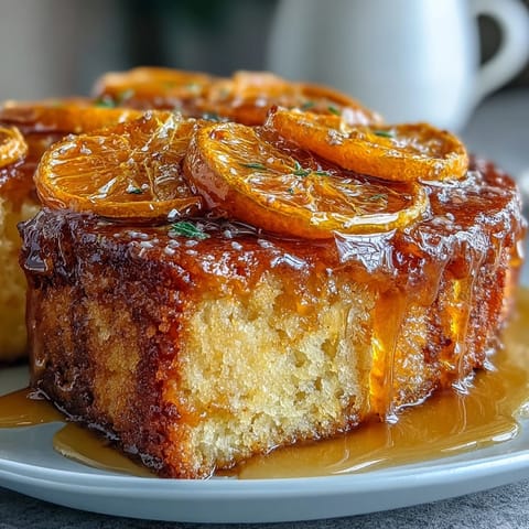 Bright Mediterranean olive oil cake studded with tender candied oranges, finished with a vibrant citrus glaze.