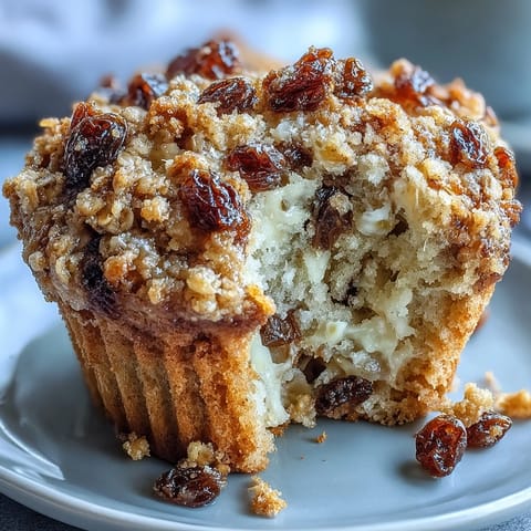 Golden Irish soda bread muffins with plump raisins and hearty oats, perfect for a wholesome breakfast or cozy afternoon snack.