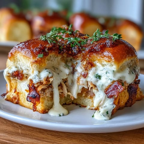 A tray of Derby Day Hot Brown Sliders, featuring turkey, bacon, and creamy Mornay sauce on soft rolls, perfect for festive gatherings.