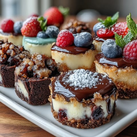 A vibrant dessert bar filled with mini brownie bites, lemon cheesecake cups, and fruit tartlets, perfect for housewarming parties.