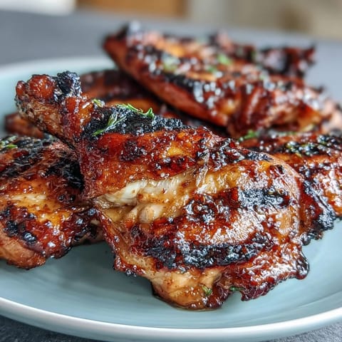 Juicy grilled chicken thighs coated in a sweet and savory honey garlic marinade, perfect for summer cookouts.
