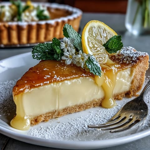 Vibrant lemon curd spring tart with delicate edible flowers, ready to impress.