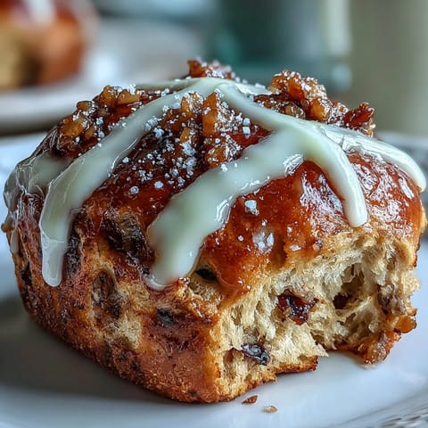 Golden brown Homemade Hot Cross Buns dusted with sweet icing, perfect for Easter.