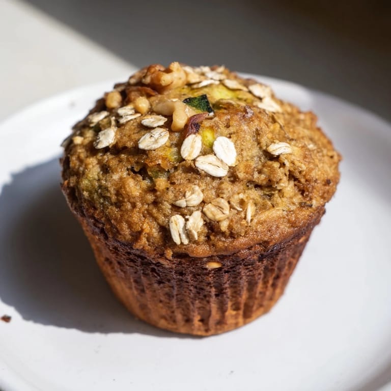 Warm, freshly baked freezer-friendly breakfast muffins with visible zucchini flecks and a cinnamon aroma.