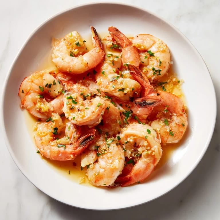Image of the finished 15-Minute Garlic Shrimp Scampi, ready to serve with pasta and fresh parsley.