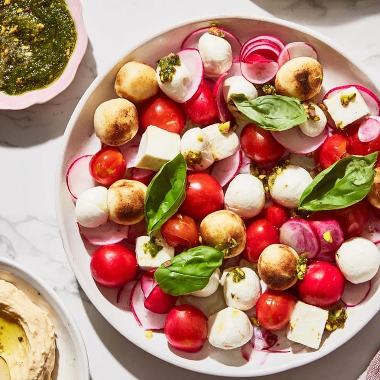 Beautiful Hanging Gardens display, featuring radishes, tomatoes, and grapes with goat cheese, perfect for entertaining guests.