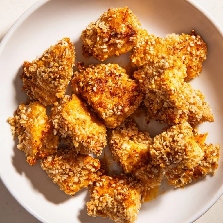 Appetizing aroma of freshly baked Spicy Yogurt Chicken Bites; perfect for a flavorful snack.
