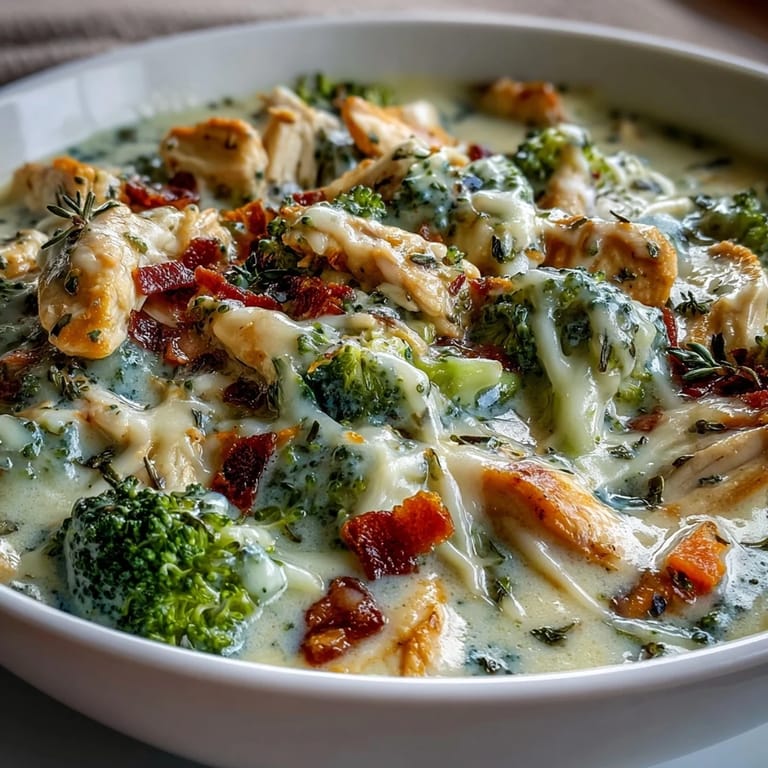 Flavorful Chicken Broccoli Cheddar Soup, served piping hot with tender chicken.