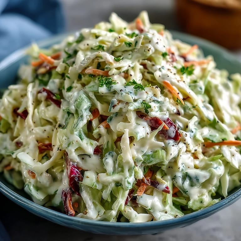 Classic Coleslaw With Creamy Dressing for a picnic or barbecue, made with crunchy cabbage, carrots, and tangy mayonnaise dressing