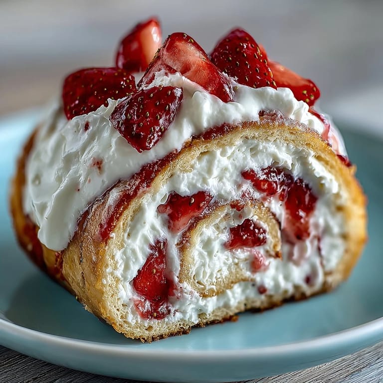 Strawberry Shortcake Sushi Roll pieces are garnished with mint leaves, ready to serve on a platter for a sweet dessert.