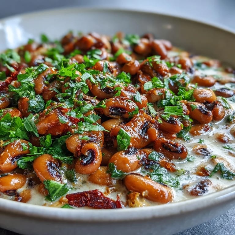 Golden Black-Eyed Pea Curry in a rustic earthenware bowl, garnished with fresh green peas and a sprinkle of garam masala.