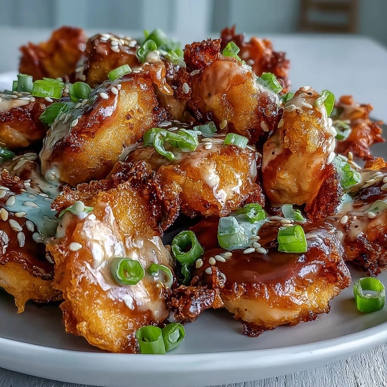 Perfectly seared Bang Bang Salmon Bites coated in spicy-sweet sauce, served ready for a party appetizer platter.