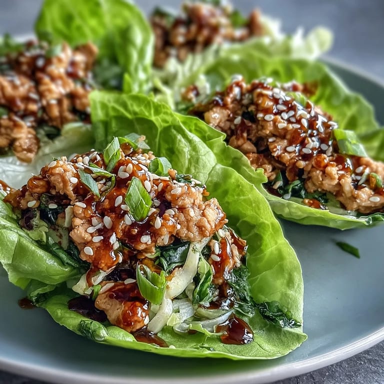 Potsticker-Inspired Chicken Lettuce Boats served with a tangy dipping sauce on a white plate.  