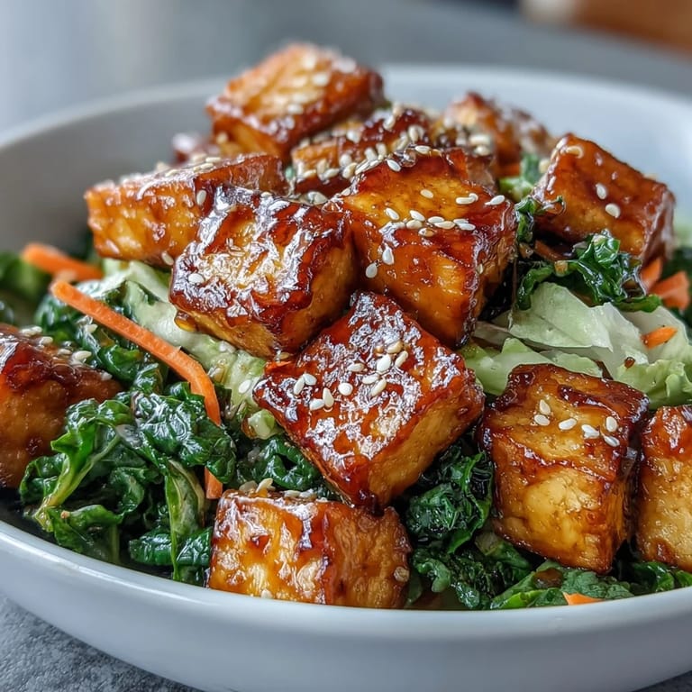 A hearty, high-protein Tofu Egg Roll in a Bowl served hot with sesame seeds and chili flakes for extra flavor and crunch.