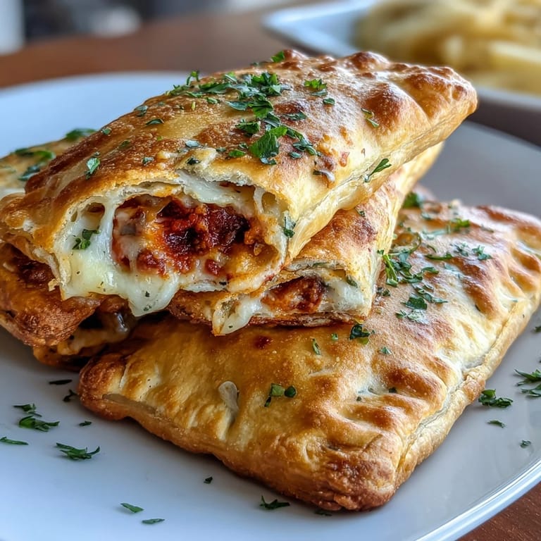 These nutritious pizza pockets feature a protein-packed Greek yogurt dough, oozing with cheese and sauce, perfect for quick lunches or satisfying bites.  