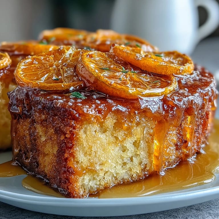 Bright Mediterranean olive oil cake studded with tender candied oranges, finished with a vibrant citrus glaze.