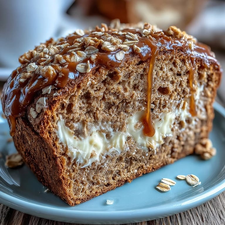 Hearty Irish brown bread loaf with oats, served warm with rich honey butter for a traditional breakfast treat.