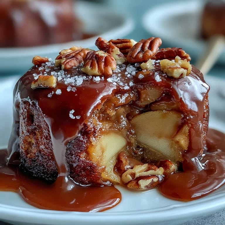 Crisp apple wedges coated in smooth caramel and topped with rich dark chocolate drizzle for a delightful dessert.  