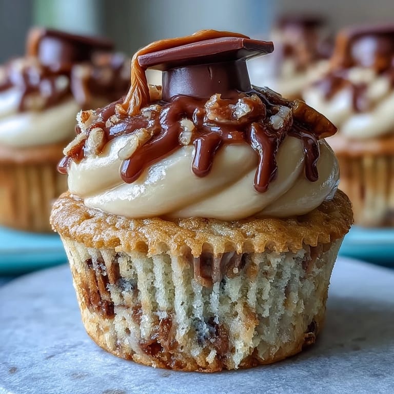 Simple graduation cupcakes with chocolate cap toppers and colorful frosting swirls, ready for your celebration.  