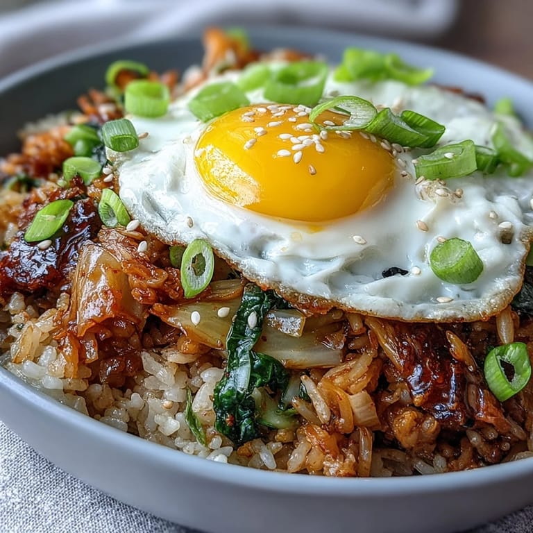 Savory Kimchi Cabbage Fried Rice piled high, ready to be enjoyed with friends.