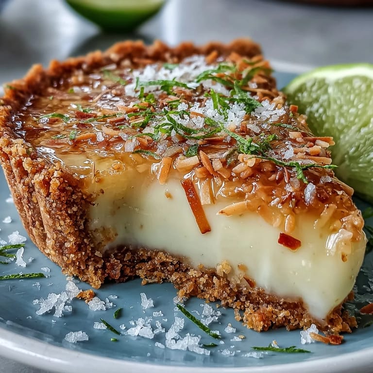 Tangy Coconut Lime Tart, garnished with fluffy whipped cream and bright lime zest.