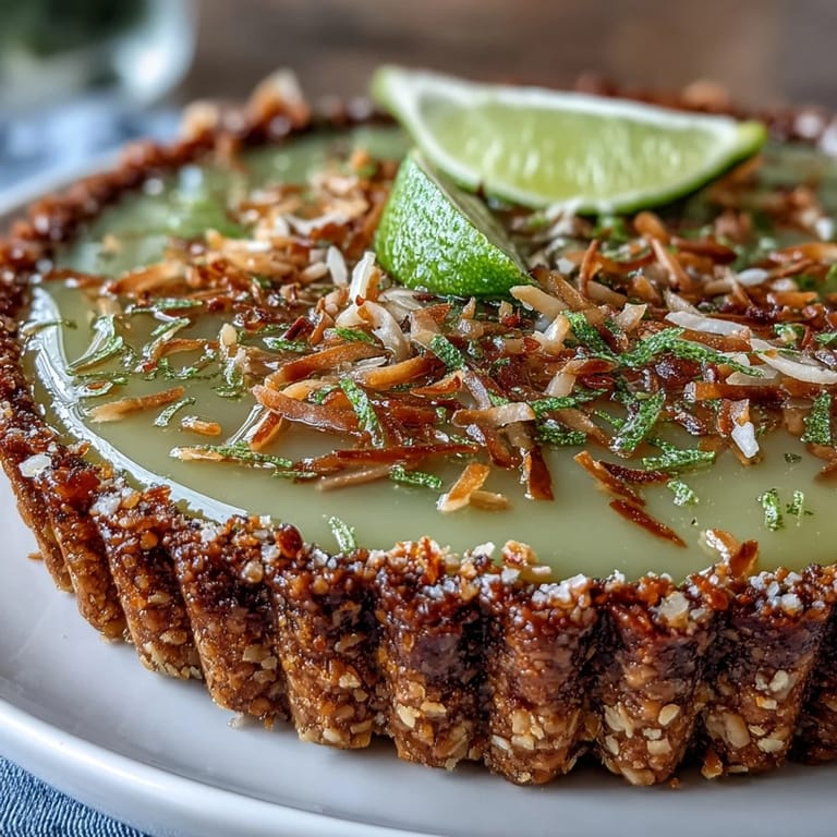 A perfect slice of chilled Coconut Lime Tart, showcasing creamy filling and crisp crust.