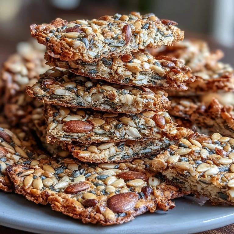 Crispy homemade seed crackers, a wholesome gluten-free snack, sliced and ready to serve.