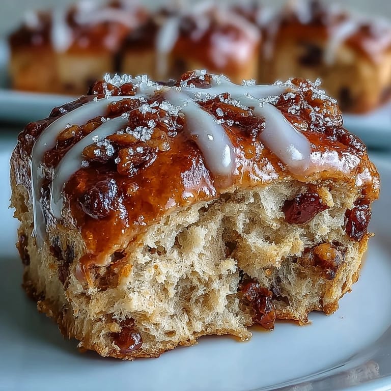 Pillowy Homemade Hot Cross Buns with juicy raisins, ready to be glazed.