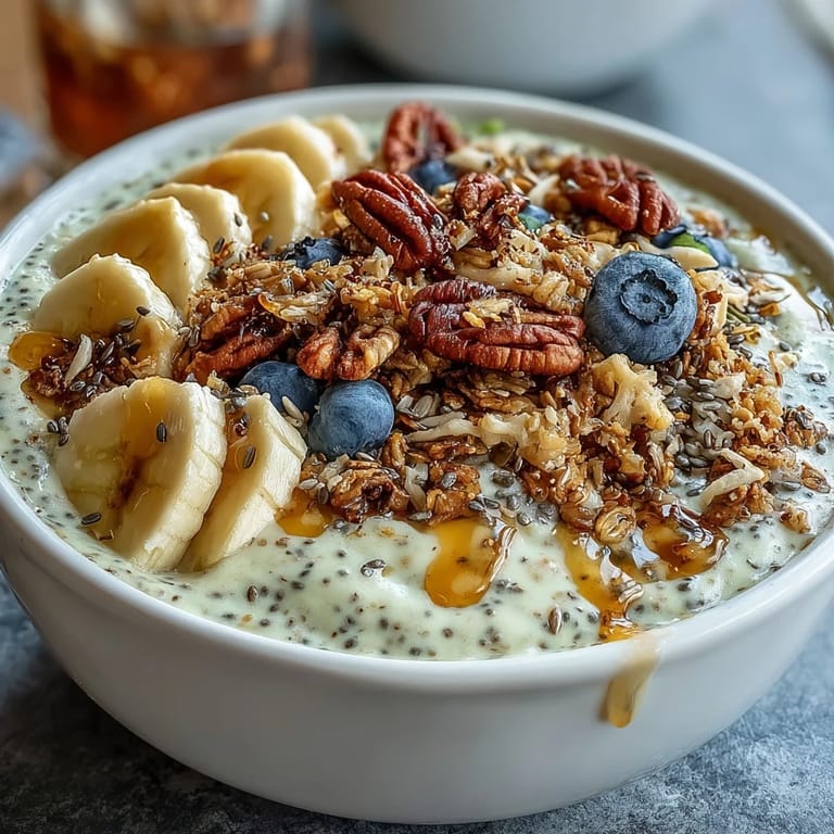 Enjoy this thick, refreshing high fiber smoothie bowl, perfect for a hearty morning start.